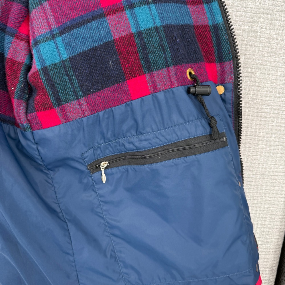 Vintage REI Hooded Jacket Women 12 Red Plaid Merino Wool Lined Gorpcore Boho - Picture 11 of 13